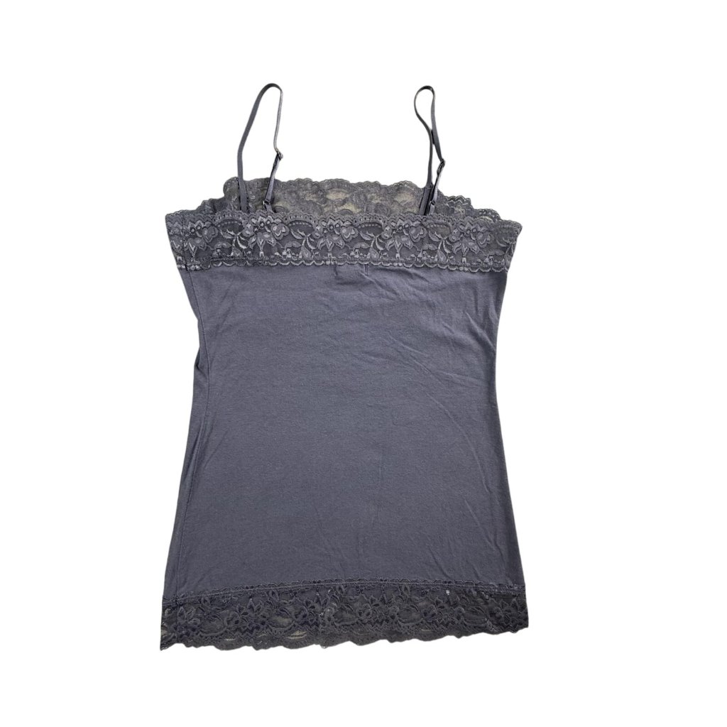 Hang Ten Tank Top Womens Medium Blue Lace Trim Camisole Adjustable Straps Modal